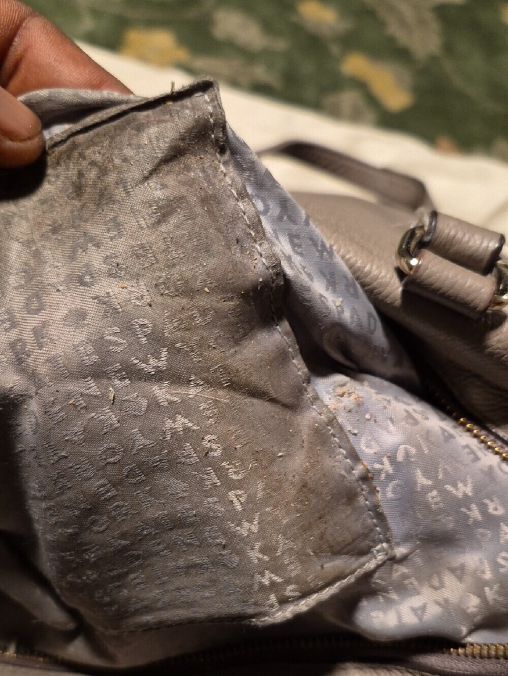 kate spade pebble leather embossed tote in taupe gray - Picture 8 of 9